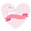 A love letter heart shape template. Lovely cute wish list with cat and hearts.